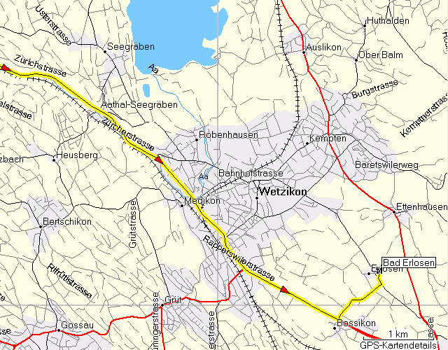 Anfahrtsplan ZÃ¼rich nach Bad Erlosen.